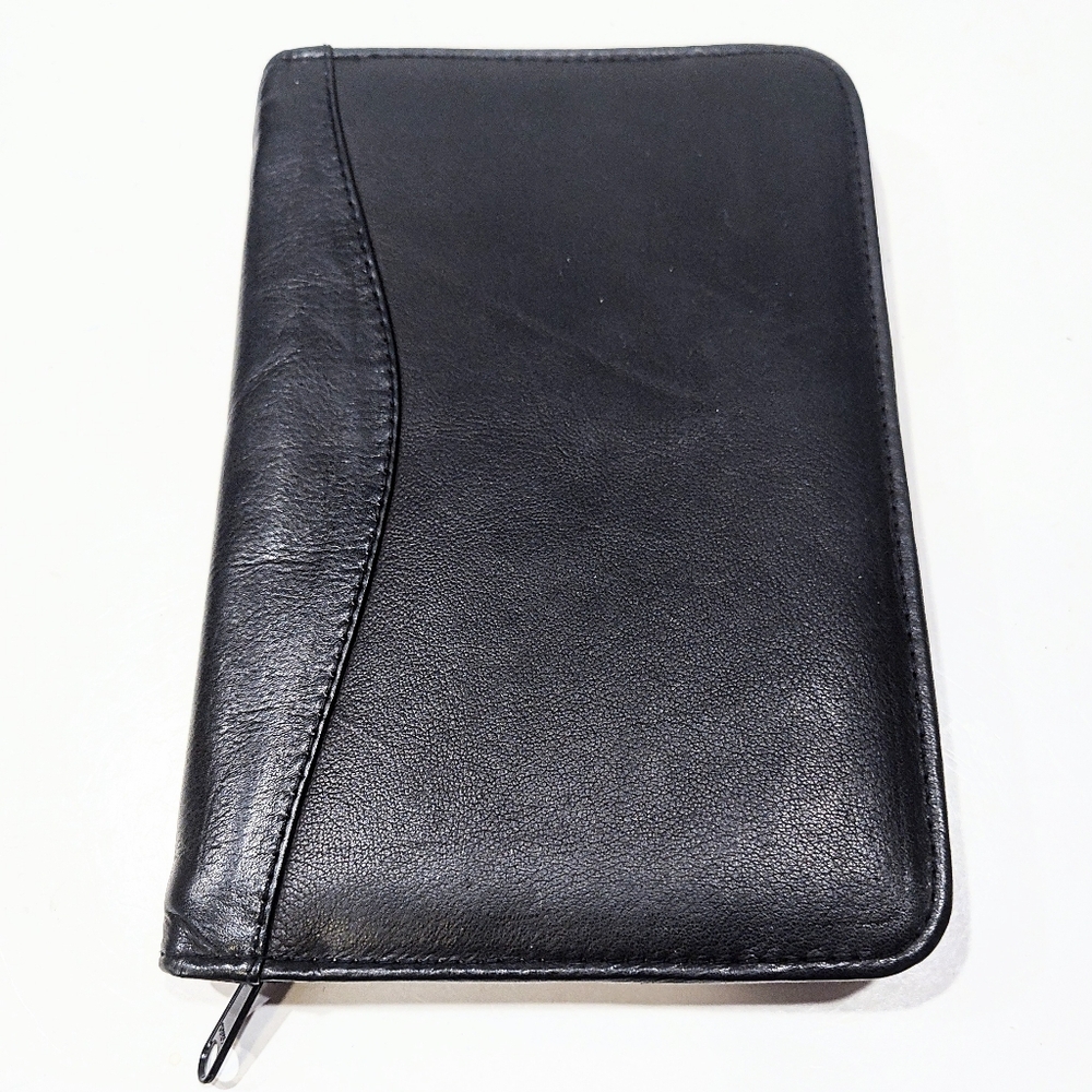 Simon of CA Black Leather Padfolio 6.25 x 9.25 Portfolio *BONUS Journal Booklets